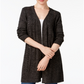 Karen Scott Cardigan Duster Feminino de Malha Marled - Preto Tamanho Pequeno P/M