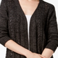 Karen Scott Cardigan Duster Feminino de Malha Marled - Preto Tamanho Pequeno P/M