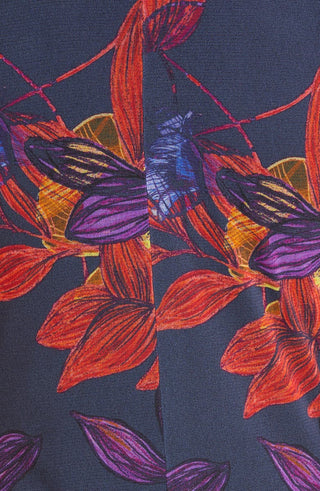 Vestido longo floral bordado Fuzzi feminino, azul, tamanho grande