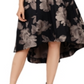 Vestido formal feminino Xscape floral, manga curta, ombro de fora, comprimento chá, hi-lo, preto, tamanho 14, pequeno