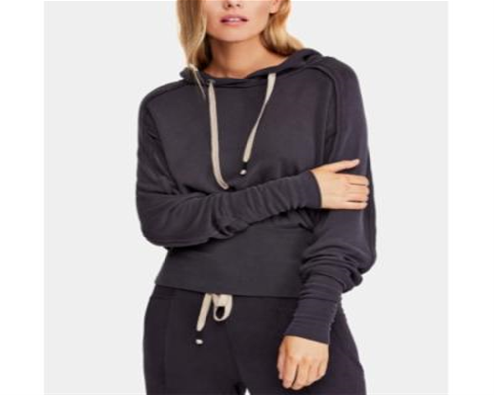 Moletom com capuz e cordão do Movimento Feminino Free People, vermelho amora, tamanho P