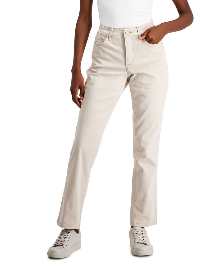 Calça jeans feminina Charter Club Petite Lexington reta, branca, tamanho 10 P