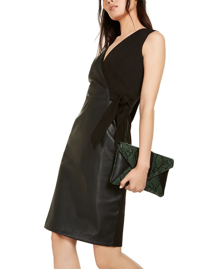 Vestido envelope feminino INC International Concepts com estampa de mídia mista, preto, tamanho 6
