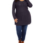 Suéter túnica feminino com costura frontal plus size preto, tamanho 3X