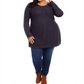 Suéter túnica feminino com costura frontal plus size preto, tamanho 3X