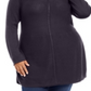 Suéter túnica feminino com costura frontal plus size preto, tamanho 3X