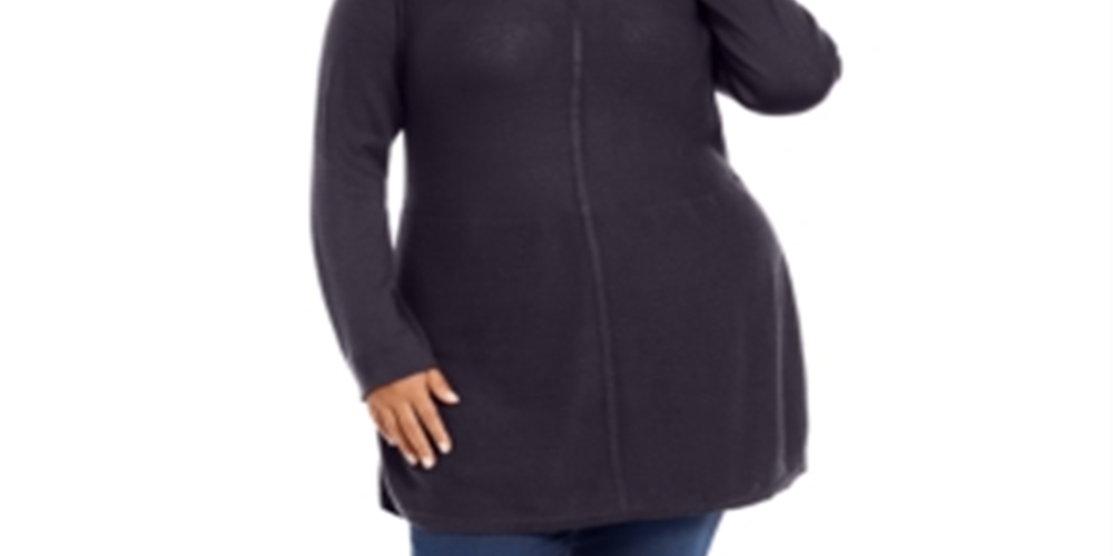 Suéter túnica feminino com costura frontal plus size preto, tamanho 3X