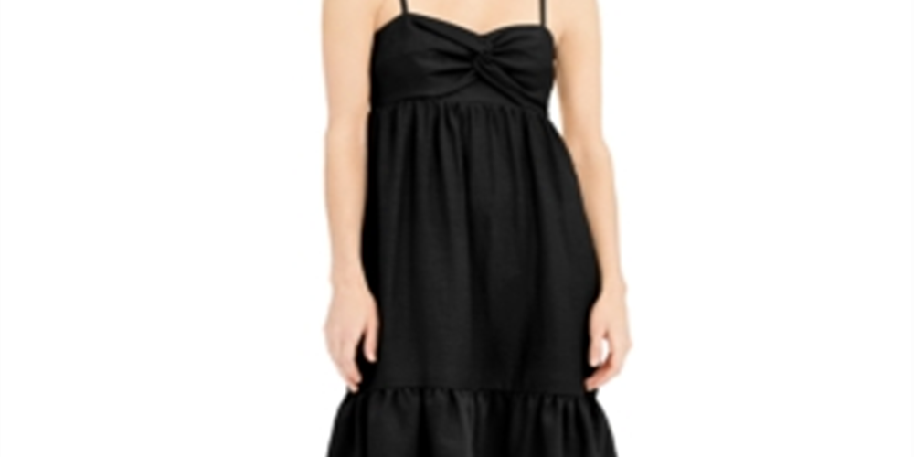 Vestido MIDI feminino com frente torcida e mistura de linho da INC International Concepts, preto, tamanho XXL