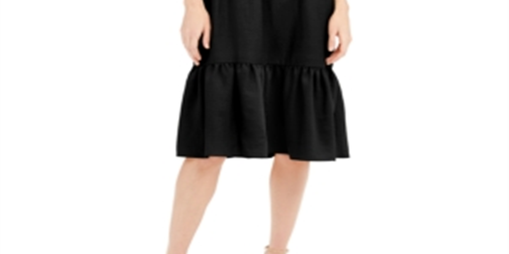 Vestido MIDI feminino com frente torcida e mistura de linho da INC International Concepts, preto, tamanho XXL