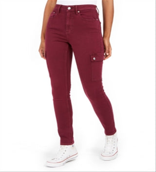Calça Jeans Cargo Skinny de Cintura Alta Calvin Klein Feminina, Vinho, Tamanho 26