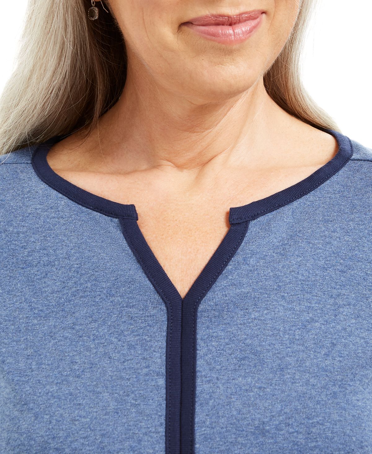 Túnica feminina Karen Scott com ponta de algodão, azul, tamanho P