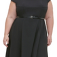 Vestido feminino Tommy Hilfiger Plus com cinto MIDI, preto, tamanho 18 W