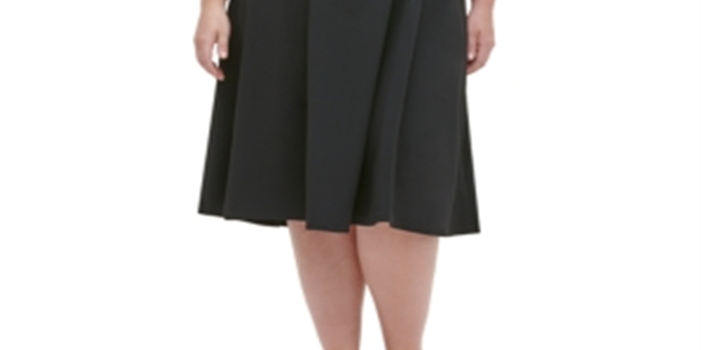Vestido feminino Tommy Hilfiger Plus com cinto MIDI, preto, tamanho 18 W