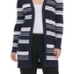 Calvin Klein Cardigan Feminino Listrado Aberto Azul Marinho Tamanho GG