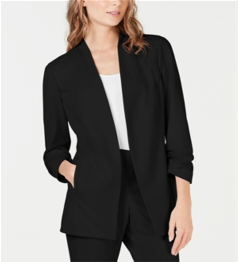 Blazer feminino Alfani liso para usar no trabalho, jaqueta preta, tamanho extragrande