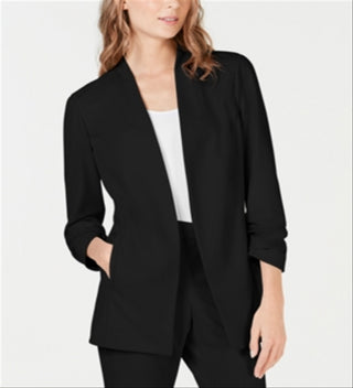 Blazer feminino Alfani liso para usar no trabalho, jaqueta preta, tamanho extragrande
