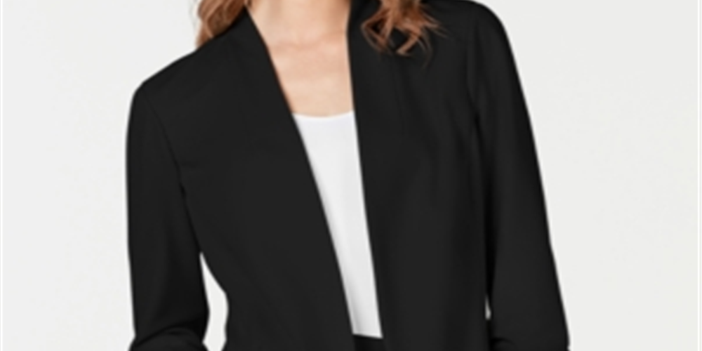Blazer feminino Alfani liso para usar no trabalho, jaqueta preta, tamanho extragrande