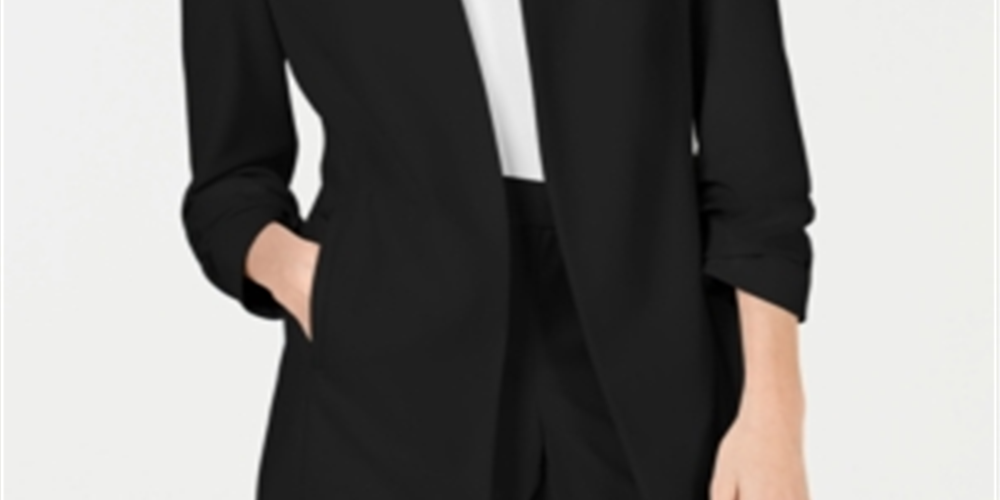 Blazer feminino Alfani liso para usar no trabalho, jaqueta preta, tamanho extragrande