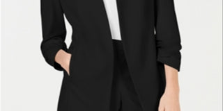 Blazer feminino Alfani liso para usar no trabalho, jaqueta preta, tamanho extragrande