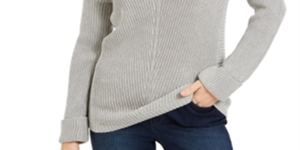 Blusa feminina cinza estampada com manga comprida e decote em V, tamanho pequeno e grande