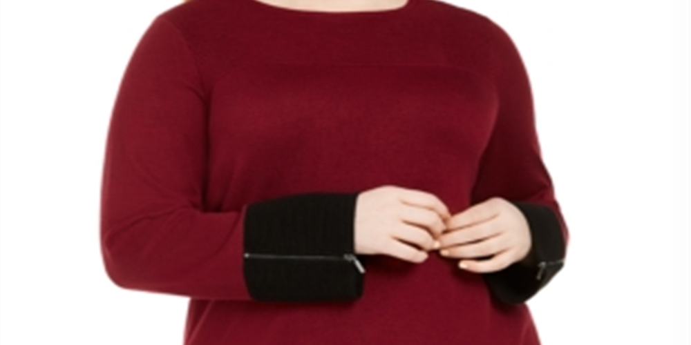 Alfani Suéter túnica otomana plus size colorblock feminino, vinho, tamanho 4X