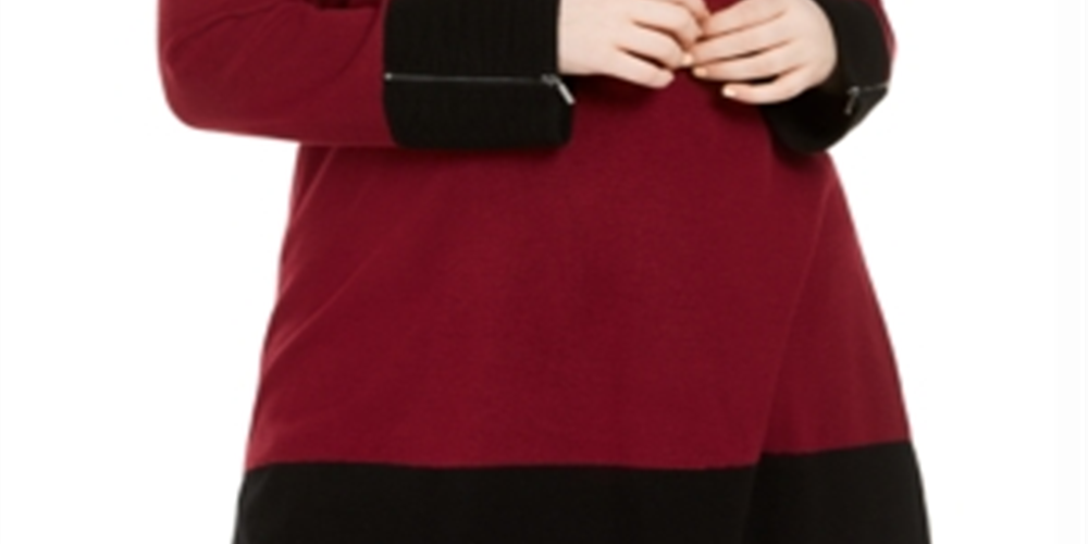 Alfani Suéter túnica otomana plus size colorblock feminino, vinho, tamanho 4X