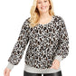 Suéter feminino Alfani com estampa animal metálica, cinza, tamanho 4X