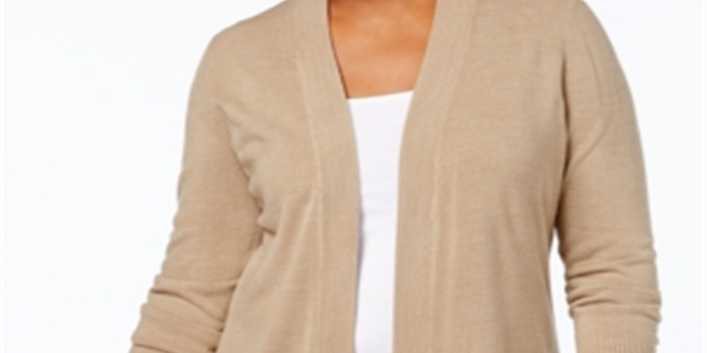 Karen Scott Cardigan Longo Duster Feminino Plus Size Marrom Tamanho -2XL