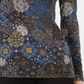 Top feminino Michael Kors com estampa de medalhão e decote em V, azul, tamanho pequeno M