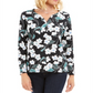Karen Scott Glitter Vines Henley Top Feminino Verde Tamanho XX-G