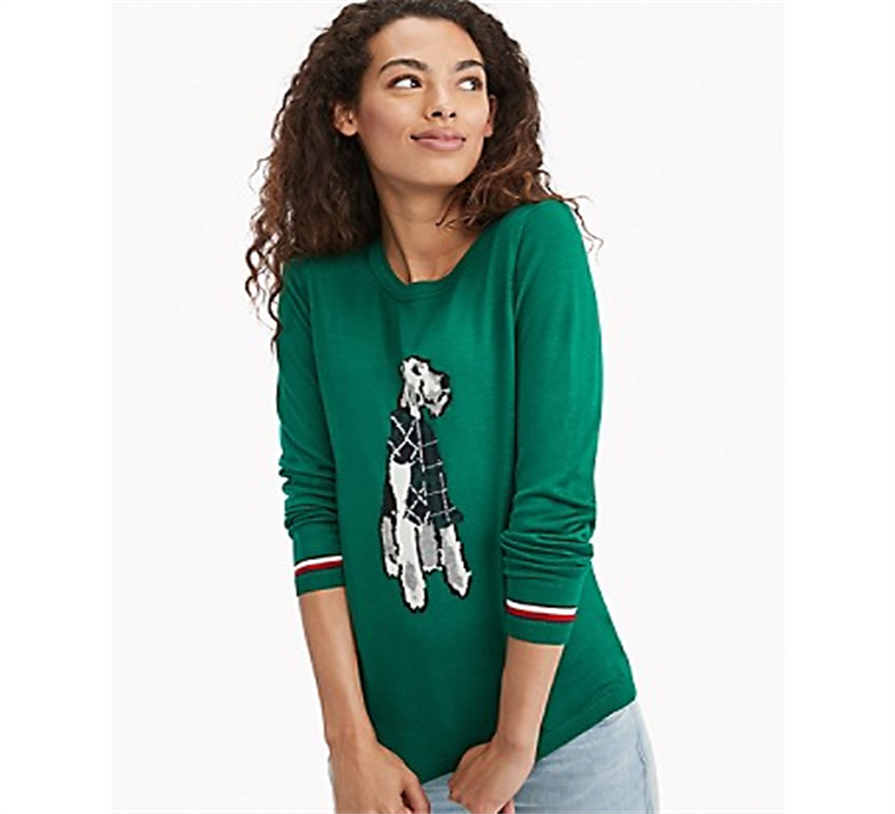 Suéter Tommy Hilfiger Holiday Terrier Verde Tamanho 2XL