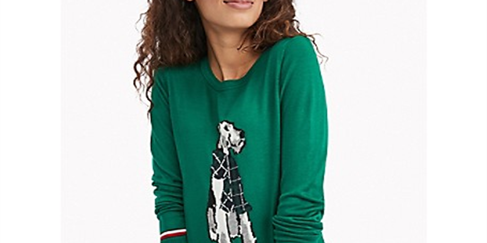 Suéter Tommy Hilfiger Holiday Terrier Verde Tamanho 2XL