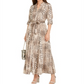 Vestido-camisa feminino com estampa animal da INC International Concepts, marrom, tamanho 14, pequeno