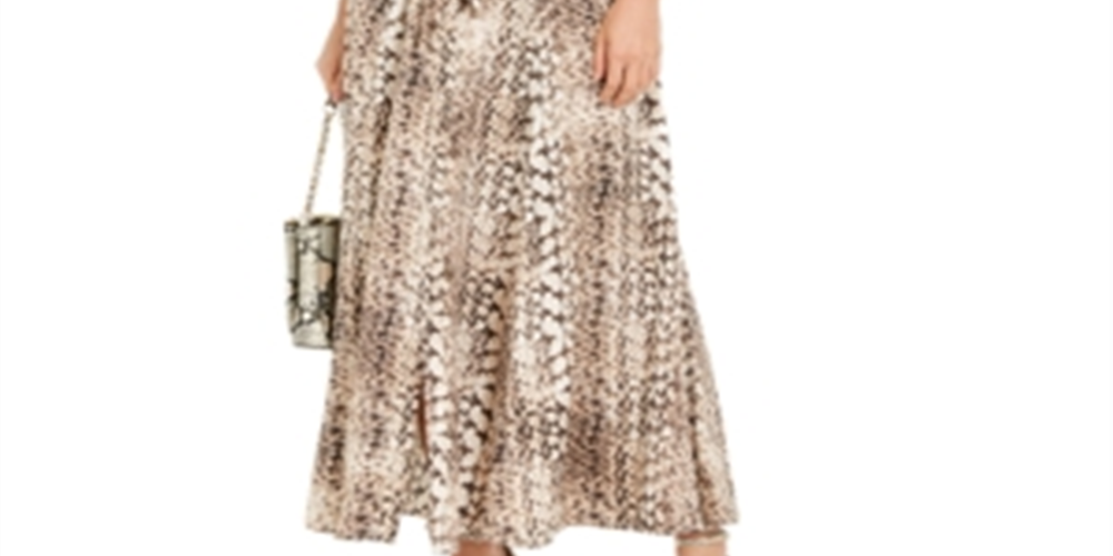 Vestido-camisa feminino com estampa animal da INC International Concepts, marrom, tamanho 14, pequeno