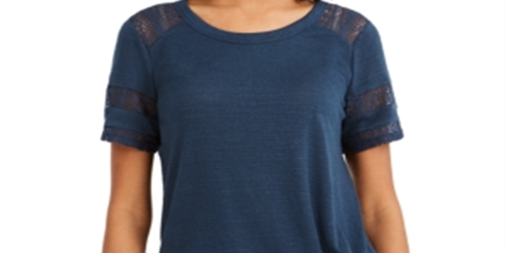 Top de renda com detalhes estilo &amp; co feminino azul escuro tamanho XS