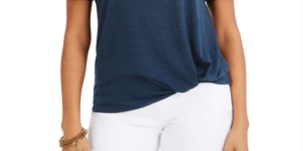 Top de renda com detalhes estilo &amp; co feminino azul escuro tamanho XS