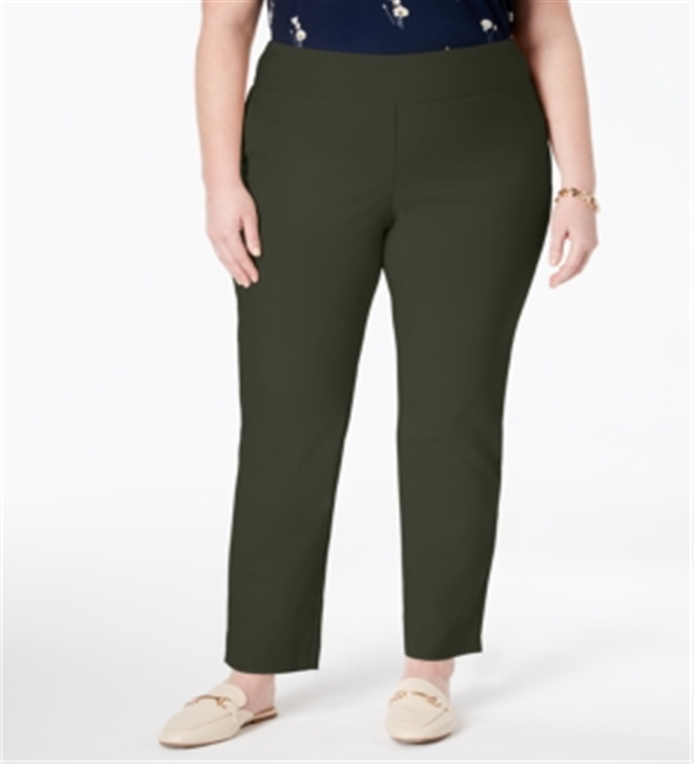Calça skinny feminina Charter Club Plus Waist Smoothing Tummy Slimming, verde, tamanho 14W