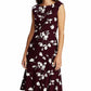 Vestido Ralph Lauren Feminino Casual Plum &amp; Colonial Creme Floral Jersey Fit &amp; Flare Vinho Tamanho 6