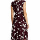 Vestido Ralph Lauren Feminino Casual Plum &amp; Colonial Creme Floral Jersey Fit &amp; Flare Vinho Tamanho 6