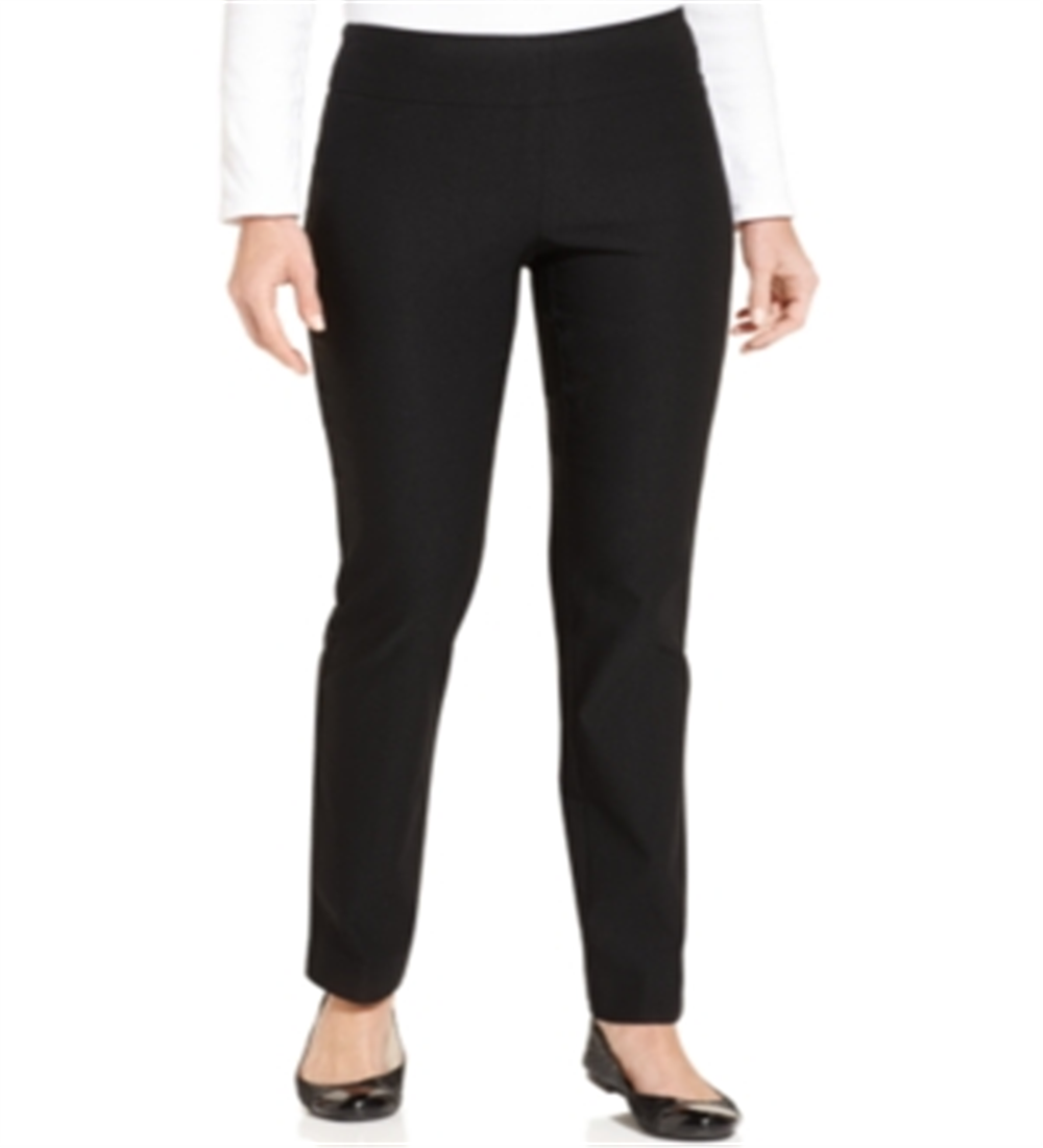 Calça feminina Charter Club Cambridge Tummy Control Slim Leg, preta, tamanho 8PS
