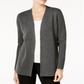 Cardigan feminino Charter Club com frente aberta, cinza, tamanho pequeno P