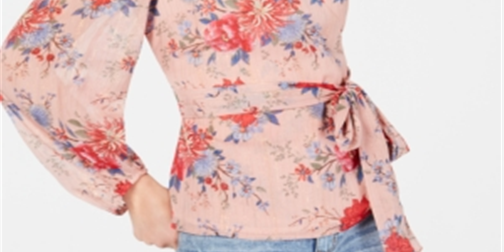 Blusa feminina INC International Concepts com mangas cruzadas, rosa, tamanho pequeno P
