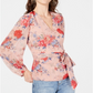 Blusa feminina INC International Concepts com mangas cruzadas, rosa, tamanho pequeno P