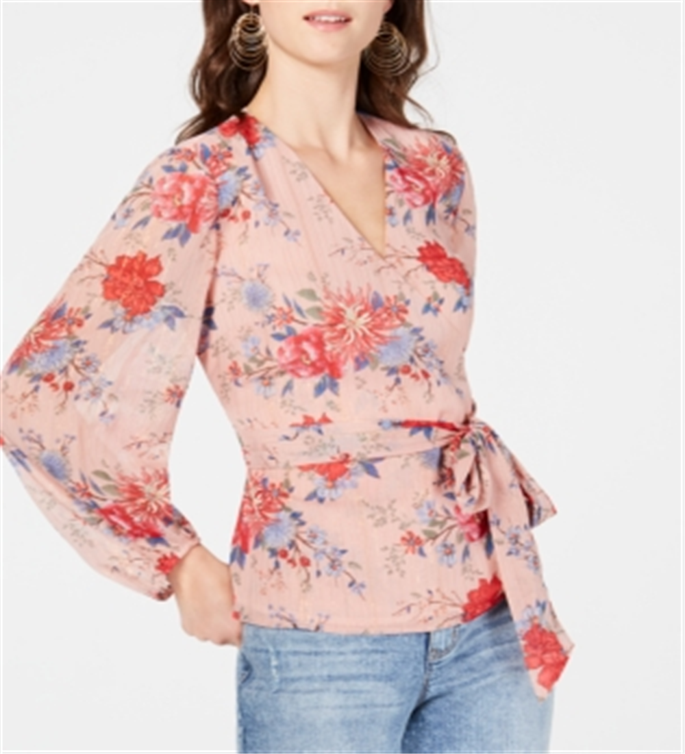 Blusa feminina INC International Concepts com mangas cruzadas, rosa, tamanho pequeno P