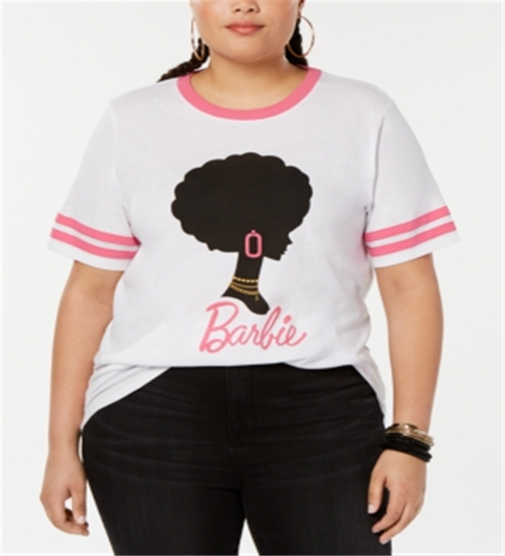 Camiseta feminina com estampa gráfica da Barbie Love Tribe - Branca, tamanho 2X