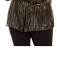 Blusa feminina Alfani Plus listrada com decote dividido, preta, tamanho 4XL