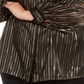 Blusa feminina Alfani Plus listrada com decote dividido, preta, tamanho 4XL