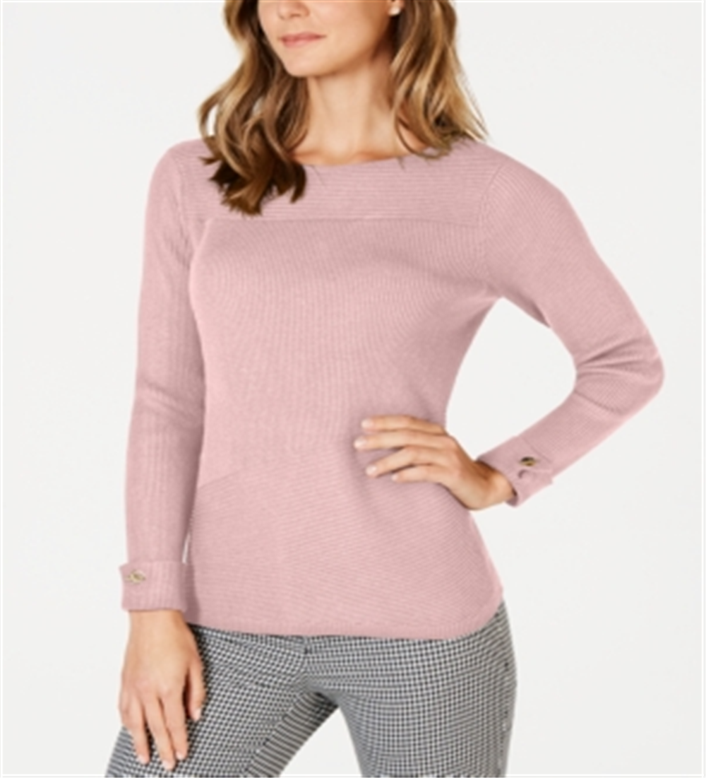 Suéter feminino Charter Club com costura mista rosa tamanho XS