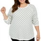 Karen Scott Blusa de algodão listrada texturizada plus size feminina, branca, tamanho 4X