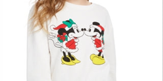 Moletom de lã Mickey e Minnie para festas da Disney Junior, tamanho grande, branco